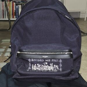 Men's Saint Laurent Black Canvas Backpack with Print